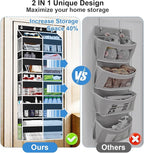 Over The Door Organizer Multi Pocket,5 Tier Large Hanging Shelf for Storage Kids Toys, Diapers, Clothes,Yarn,Heavy Duty Behind Door Storage for Bedroom Bathoom Nursery Closet Pantry,Black