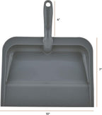 Superio Clip-On Dustpan with Rubber Lip - 10-inch Wide Durable Plastic Dust Pan with Comfort Grip Handle, (Plastic Dustpan, Grey)