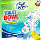 True Fresh Toilet Bowl Cleaner Tablets 24 Pack – Deodorizer & Septic Safe – Deep Cleaning, Odor Eliminator, Stain Remover for Long-Lasting Freshness – Fresh Lemon Scent