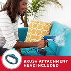 Sunbeam 1200W Steam Burst Handheld Steamer for Clothes, Dual Steam Settings, 30-Second Fast Head-Up, Bristle Brush Attachment, White and Blue Finish