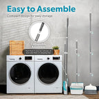 BLACK+DECKER Butler Broom and Dustpan Set for Home, Short Handle, Stand Up and Lightweight Space Saving Dust Pan and Broom Combo for Kitchen, Living Room, Bathroom, Lobby Floor Use