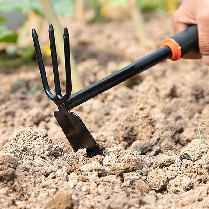 Arinasun Garden Tool Set, 4 Pieces， Including 2 Shovels,1 Rake, 1 Cultivator, Rust-Resistant lron Tools, Rubber Grip Handles