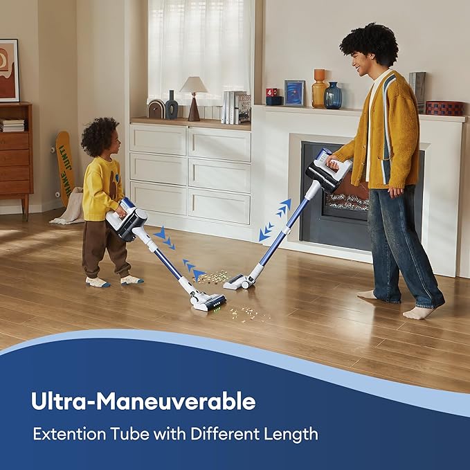 Ultenic U10 Ultra Cordless Stick Vacuum Cleaner, 500W Motor, 45KPa Suction, Max 40mins Runtime, Anti-Tangle Brush, 1L Dustbin Capacity, Stick Vacuum for Home, Pet Hair, Hardwood Floors, and Carpets