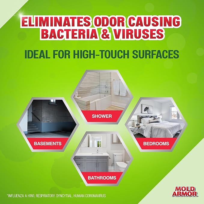 Mold Armor Professional Brand Mold Kill & Control Spray, 32 oz., Mold & Mildew Remover, Visible Results in Minutes, Eliminates Bacteria & Viruses