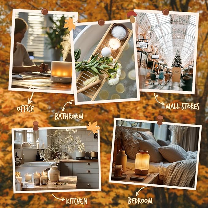 Autumn Fragrance Oils Set, Essential Oil for Diffuser, Fall Scent Diffuser Oil, Use for Soap Candle Making,Pumpkin Spice, Spiced Cider, Maple Syrup, Autumn Harvest, Cinnamon, and Apple Pie