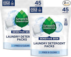 Seventh Generation Laundry Detergent Packs, Free & Clear, 90 Loads (2 pouches, 45 Ct EA)