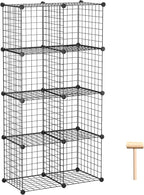C&AHOME Wire Cube Storage, 8-Cube Organizer Metal C Grids Storage, Storage Bins Shelving, Modular Book Shelf, DIY Closet Cabinet Ideal for Living Room, Home, Office 24.8" L x 12.4" W x 48.4" H Black