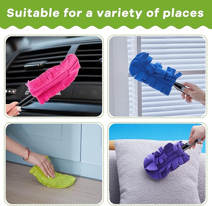 Zubebe 20 Pcs Duster Refill Reusable Fleece Duster Refills Feather Flat Dusters Multi Surface Washable Cleaning Pads Tools for Home, Blinds, Car, Pet, Furniture, Fans (Dark Color)