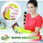 Scrub Sponge by Scrubit –Multipurpose Cellulose Cleaning Sponges with Non Scratch Scouring Pad for Dishes, Pots, Pans, Glass Cooktop - Super Absorbent - Unique Shape to Protect Nails: 12 Pack