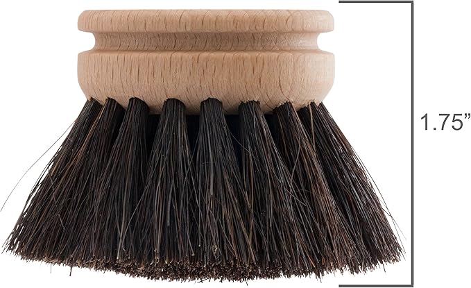 Redecker Horsehair Replacement Head for Dish Brush, 1-5/8-Inches, Set of 2, 100% Natural and Soft Dark Horsehair and Untreated Beechwood, Made in Germany