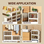 3-Tier Stackable Storage Bins with Lids & Open Front Design, Foldable Storage Bins with Wheels for Home Organization, Collapsible Space Saving Multi-Layer Organizer, 48QT