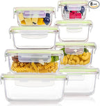 Vtopmart 8 Pack Glass Food Storage Containers with Lids (Grass Green)