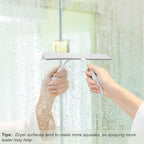 Shower Squeegee for Glass Doors, 11-Inch Silicone Squeegee with Non-Slip Handle and Adhesive Hook for Bathroom, Mirror, Tile, Car Window (White)