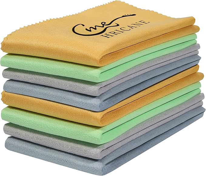 Hricane Guitar Cloths Ultrafine fiber suede (8-Pack 12"x12") Plush Polishing Cloths for Musical Instruments Premium Polishing & Cleaning Cloths for Guitar Violin Piano Clarinet Trumpet Sax Universal