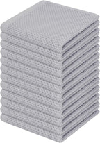 Homaxy 100% Cotton Waffle Weave Kitchen Dish Cloths, Ultra Soft Absorbent Quick Drying Dish Towels, 12 x 12 Inches, 12-Pack, Light Gray