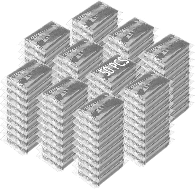50 Pcs Individually Wrapped Sponges, Uncompressed Non Scratch Scrouing Sponges for Household Cleaning Dishes Kitchen Airbnb Apartment Car Bike Gray