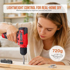Hi-Spec 8V Cordless Drill Set & Starter Tool Kit – Rechargeable USB Electric Power Drill Driver, Compact Home Tool Set with Accessories, Red, Perfect for DIY Enthusiasts