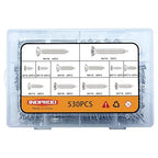 M4 Wood Screws Assortment Fasteners Kit 530Pcs,304 Stainless Steel Self-Tapping Screws,Phillips Drive Sheet Metal Screws Set,Countersunk Flat Head Assorted Screws,Self Tapping Screws for Metal