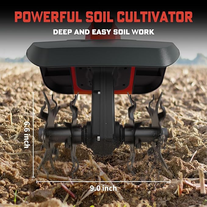 Cordless Tiller Cultivator for Milwaukee 18V Battery(Tool Only),Brushless Motor,Electric Garden Tiller w/360 RPM, 9In Tilling Width and 6.6In Depth Garden Rototiller for Lawn/Soil Cultivation