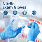 Disposable Nitrile Exam Gloves, Blue, Nitrile Gloves Disposable Latex Free, Medical Gloves, Cleaning Gloves, Food-Safe Rubber Gloves, Powder Free, Non-Sterile, 100-ct Box (Large)