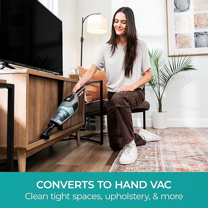 Kenmore 200 Series DS2010 Cordless Stick Vacuum Lightweight Cleaner 2-Speed Power Suction LED Headlight 2-in-1 Handheld for Hardwood Floor, Carpet & Pet Hair