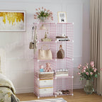 C&AHOME Wire Cube Storage, 8 - Cube Organizer Metal C Grids, Modular Shelves Units, Closet Organizer, Ideal for Home, Office, Living Room, 24.8" L x 12.4" W x 48.4" H, Pink UWCS3008P