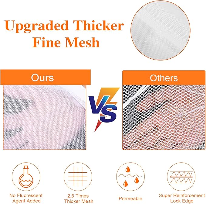 Reusable Mesh Laundry Bags, Delicates Garment Washing Bags for Travel/College, Durable Zipper Closure (2 Large 1 Medium)