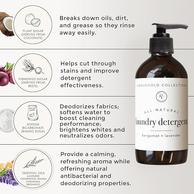 Liquid Laundry Detergent, 16 Oz, Bergamot + Lavender