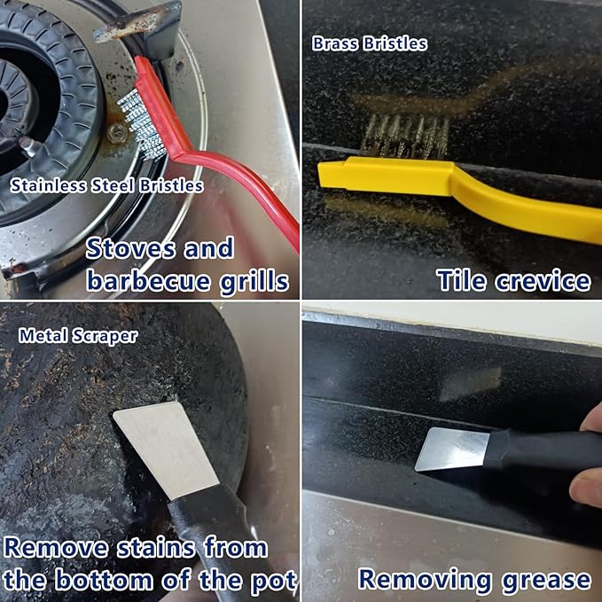 10Pcs Crevice Cleaning Tools, Gap Cleaning Brush Set,Cleaning Brushes Small Spaces, Hard Bristle Crevice Cleaning Brush Tool for Household Use Bathroom Tiles Kitchen