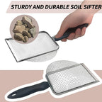 2 PCS 2-in-1 Gardening Soil Sifter Set with 3.8/5mm Mesh, Garden Sieve & Shovel Sifter Screen Potting Scoop for Sand, Dirt, Rock Compost, Stainless Steel & Ergonomic Handle