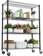 M MZG 2640LBS 53.1" W 4 Tiers Shelf Steel Storage Shelves Shelving Unit Steel Organizer Wire Rack for Home,Kitchen,Office,Garage Black 23.6" D x 53.1" W x 73.6" H