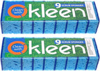Blue Multi Use Scrub Sponge. Made in Europe. 18 Pack, 4.3x2.8x1.4 inches. Heavy Duty and Non Scratch Fiber. Odorless, Durable. Delicate Scouring Surface