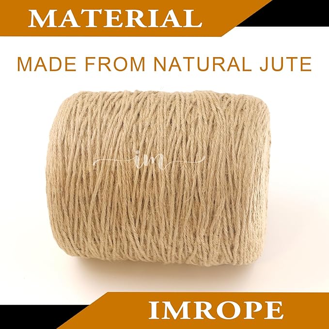 3mm x 1000 Feet Natural Jute Rope, Twine for Gardening Tomato Climbing Plant Tie Floristry Crafts Gift Wrapping Packing Decor