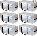 JCBZAMZ 6 Pack Heavy Duty Moving Bags Extra Large Waterproof Foldable Clothing Storage Totes Bags with Zipper,Reinforced Handles,Packing Moving Boxes for Dorm & Seasonal Storage,Iridescent
