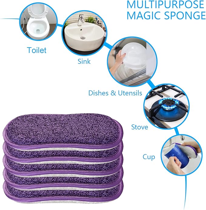 Kitchen Dish Sponge Scrubber Non Scratch, Dishcloth No Odor Reusable Washable Multipurpose Scrub Pads Sponges Heavy Duty for Dawn Dish Soap Cleaning of Sink Pans