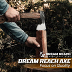 Dream Reach 14.5"" Camping Hatchet with Sheath, Bushcraft Axe with Carbonized Handle, Hand Forged Carving Axe, Splitting Hatchet for Chopping Wood, Gardening, Black