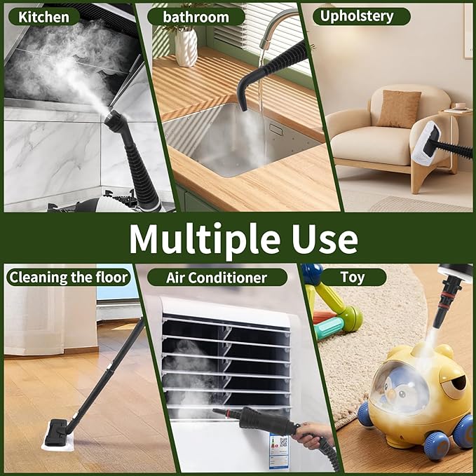 Handheld Steam Cleaner,Steam Mop with Detachable Handheld Steam Cleaner,350ml 1050W Floor Steamer Cleaner for Home with 16 Accessory Kit, Multi-Purpose Steamer for Cleaning Floor, Tile, Windows, Couch