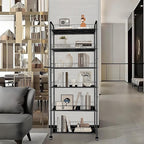 6 Tier 10in Slim Rolling Storage Cart with Handle, Mobile Shelving Unit with Wheels, Metal Wire Storage Rack with Baskets for Kitchen Bathroom Office Laundry Narrow Piaces