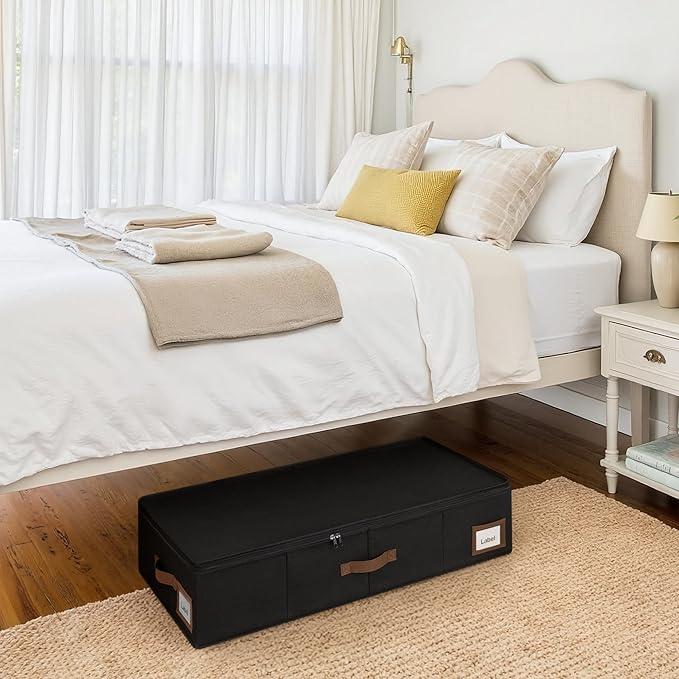 GRANNY SAYS 2 Pack Under Bed Storage, Underbed Organizer with Zipper Lid for Bedroom, Black Clothing Storage Bins for Blankets, Clothes, Shoes