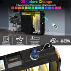 Dresser for Bedroom with Clothes Rack Side Pockets 5 Drawer Dresser with Charging Station LED Lights Black Storage Chest of Drawers for Nursery Hallway Closet Sturdy Steel Frame Wood Top