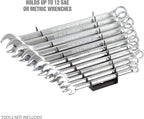 OEMTOOLS 22176 Pro Magnetic Wrench Organizer, 12 Wrench Storage Rail, SAE and Metric Tool Drawer Organizers For Tool Boxes And Metal Surfaces, Black