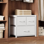 Homeiju Stackable 3-Drawer Fabric Dresser with Waterproof Wood Top – Closet Drawers & Storage Drawers for Bedroom, Modern Metal Frame Design (2 Tier-1 Pack)