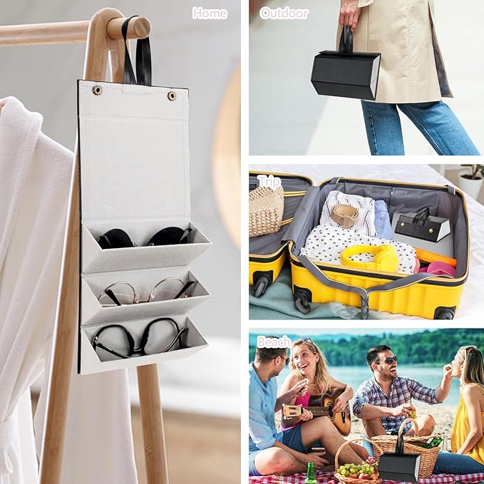 Sunglasses Travel Case,Foldable Eyeglasses Case, Portable Multiple Glasses Case for Women Men Girls