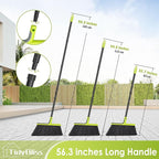 4 Packs Outdoor Broom Heavy Duty, 56 inches Tall Commercial Soft Bristle Angle Brush for Sweeping Outside Patio Garden Porch Deck Shop Restaurant Garage House Lobby Hardwood Floors (Green)