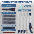 DSV Standard Window Squeegee with 2 Spray Triggers, Window Cleaning Kit with Extendable Pole 23’’- 76.7’’, Rubber Scraper and 3X Microfiber Clothes for 2 Story Houses, Shower, Glass, Mirror