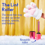 Reusable Lint Roller with Colorful Acrylic Handle & Display Case - Washable Sticky Rubber Surface for Pet Hair, Dust & Fuzz Removal - Sustainable Cleaner for Clothes, Furniture & Home