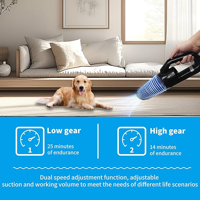Handheld Car Vacuum Cleaner,Portable Vacuum Cleaner with 15000PA Suction,High Power Wet and Dry Mini Rechargeable Car Vacuum Cleaner with LED Light ,Multi-Nozzles for Car, Home, Office,Pet(black)
