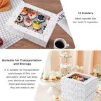 Hoewina 6PCS Cupcake Boxes - Hold 12 Count Cupcake Containers with Window, Food Grade Cupcake Holder Easy Transport and Presentation - Ideal for Cupcakes, Desserts, and More (Marble pattern)