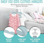 TechZoo 50 Premium Kids Velvet Hangers - 14" Non-Slip Ultra Slim Space-Saving Clothes Hangers with 360° Swivel Hook - Strong & Durable Hangers for Children & Preteens Wardrobe - Blue