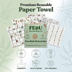 FEBU Swedish Dishcloths for Kitchen | 5 Pack Vintage Kitchen Reusable Paper Towels Washable | Swedish Dish Towels | Non-Scratch Cellulose Sponge Cloths | No Odor, Biodegradable Cleaning Cloths